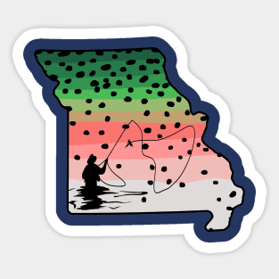 Rainbow Trout Fly Fish Missouri State Map Fly Fishing Fisherman Gifts Sticker